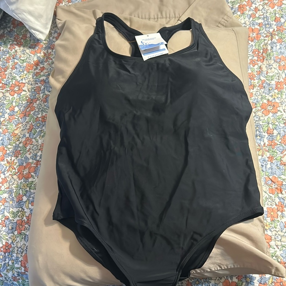 Black one-piece with period protection